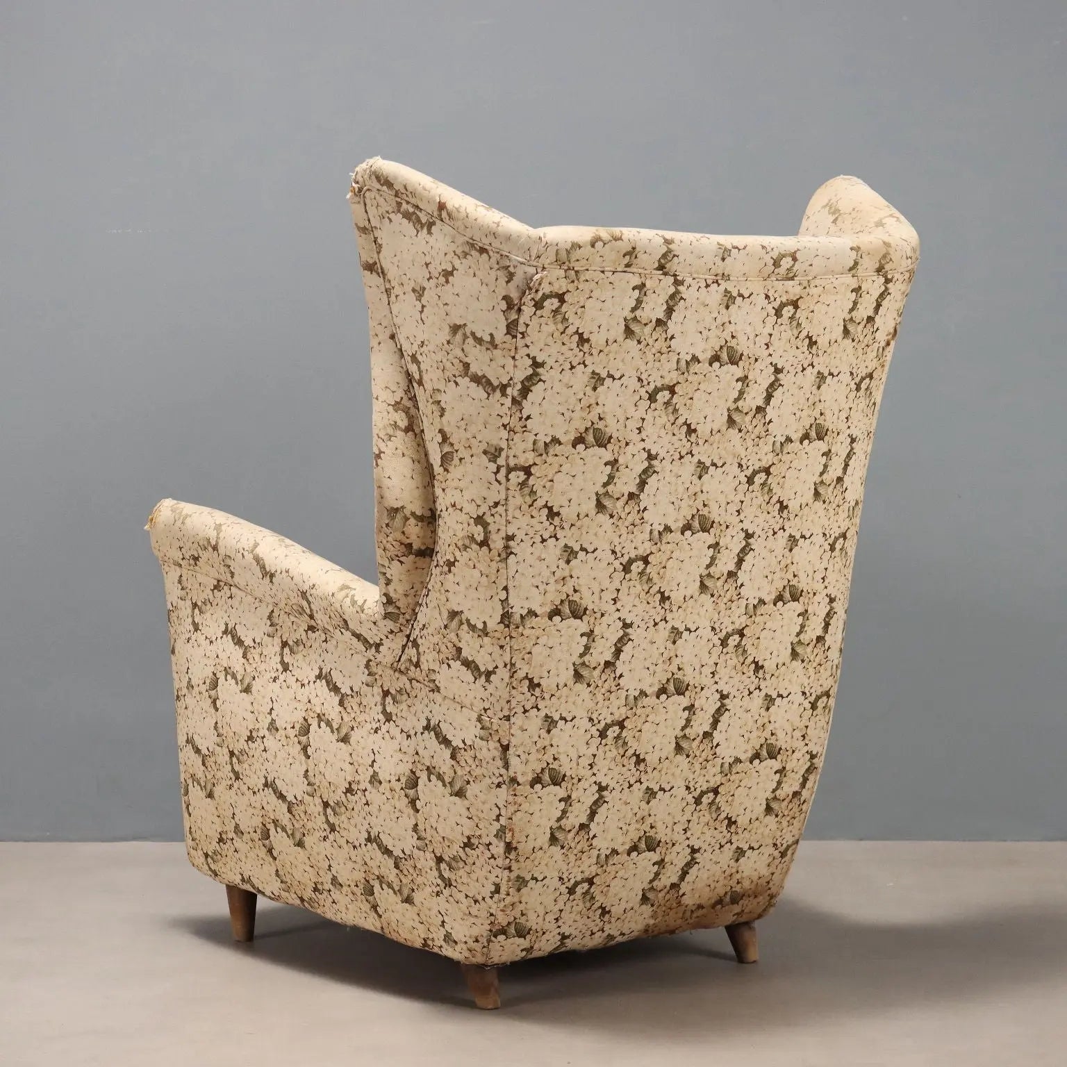 Vintage Bergère Armchair Fabric Design Italy 1950s