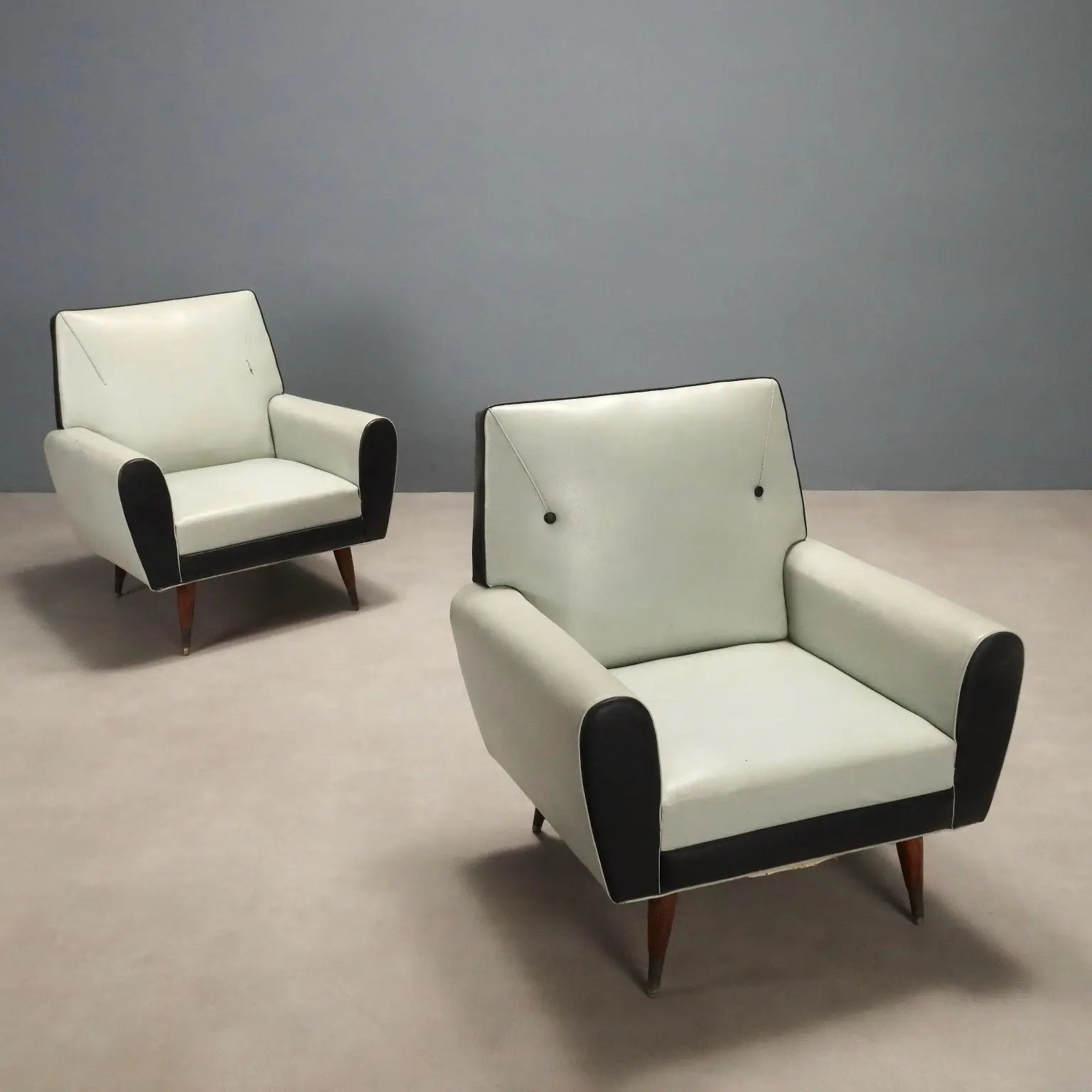 Vintage Armchairs Two-Tone Leatherette Design Italy 1960s | Modernism | Armchairs