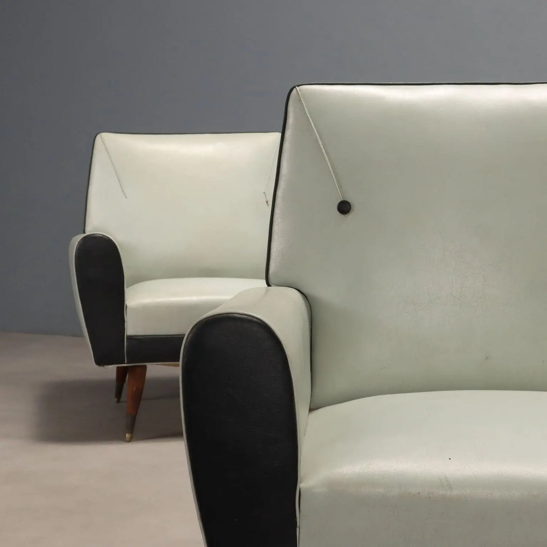 Vintage Armchairs Two-Tone Leatherette Design Italy 1960s | Modernism | Armchairs