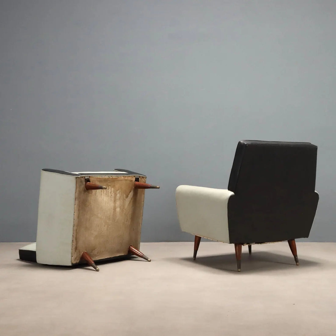 Vintage Armchairs Two-Tone Leatherette Design Italy 1960s | Modernism | Armchairs