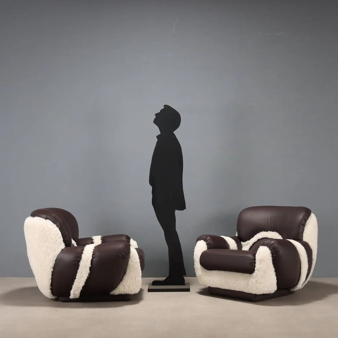 1970s Armchairs in Faux Leather and Fur - Mid-Century