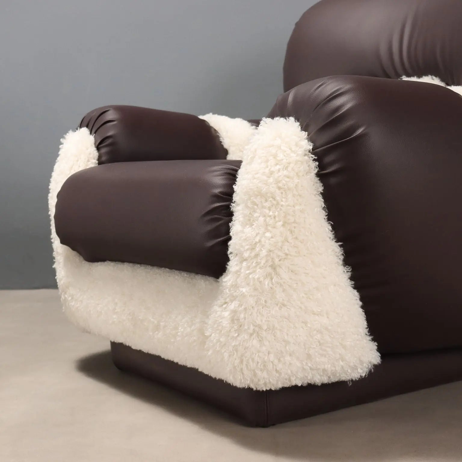 1970s Armchairs in Faux Leather and Fur - Mid-Century