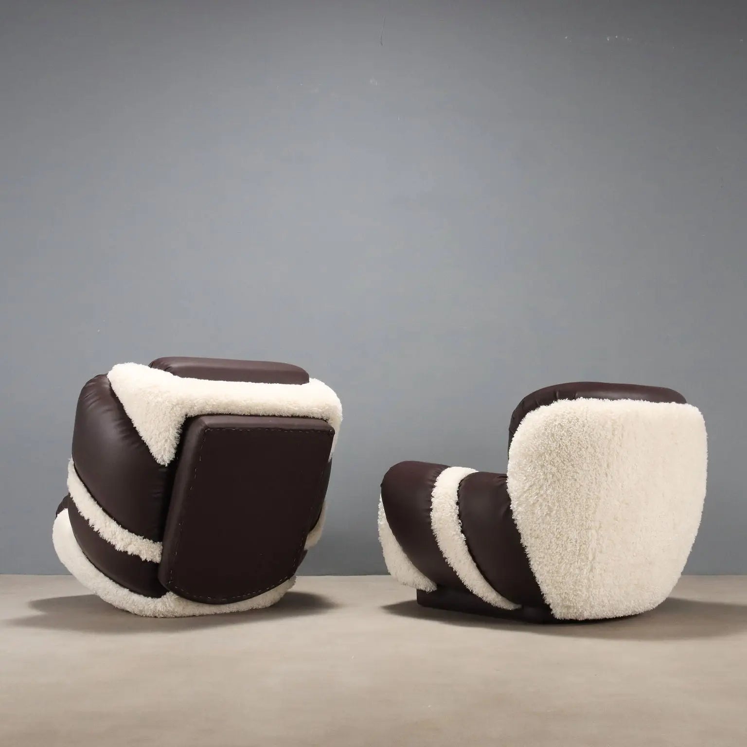 1970s Armchairs in Faux Leather and Fur - Mid-Century