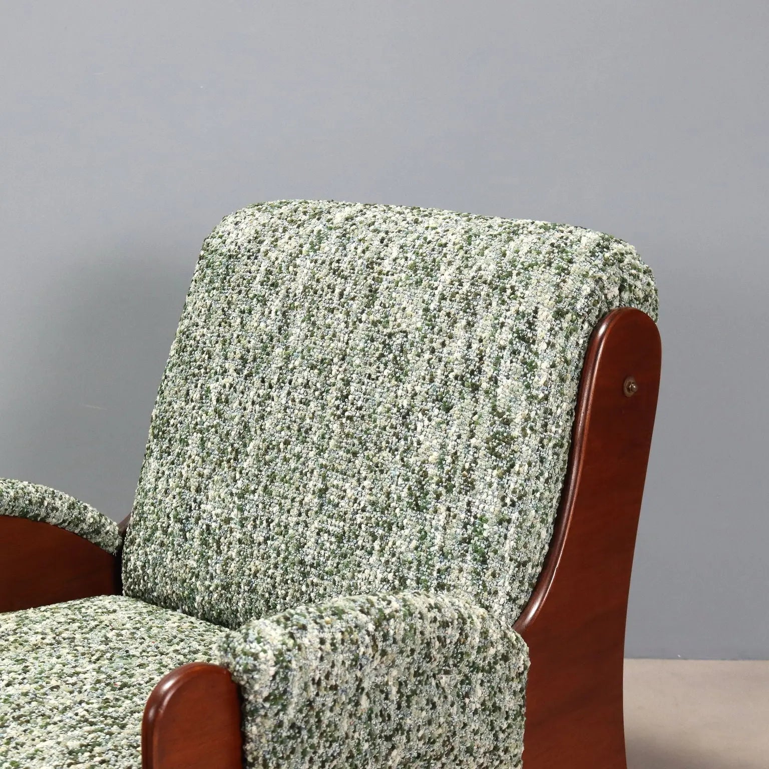 1960s Armchairs in Wood and Green Fabric