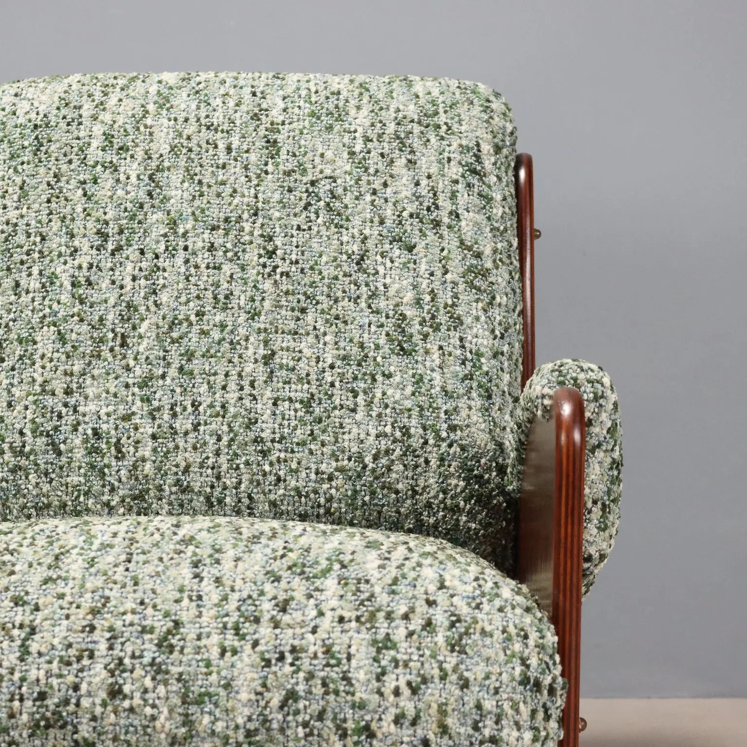 1960s Armchairs in Wood and Green Fabric