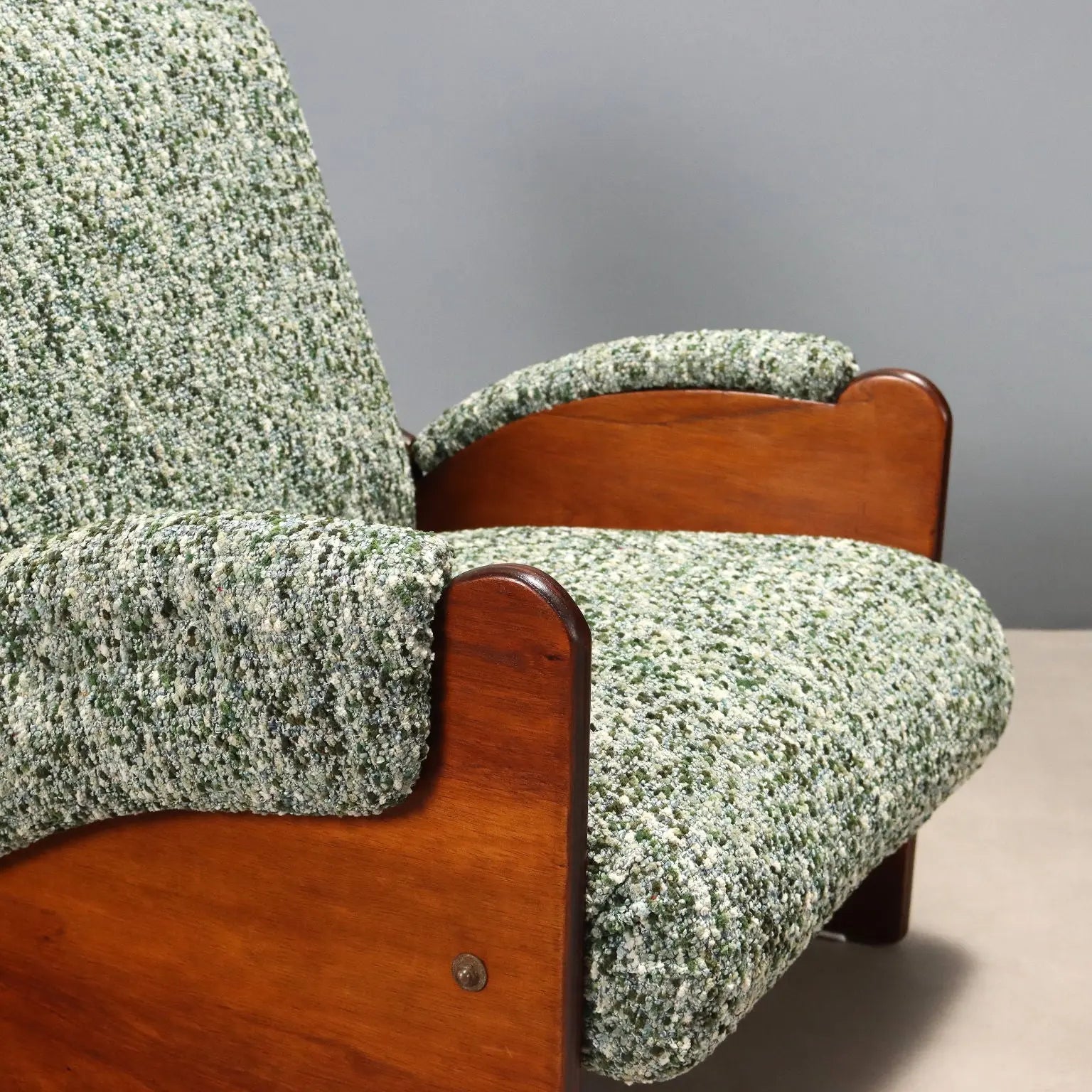 1960s Armchairs in Wood and Green Fabric