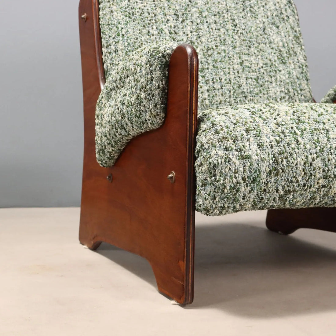 1960s Armchairs in Wood and Green Fabric