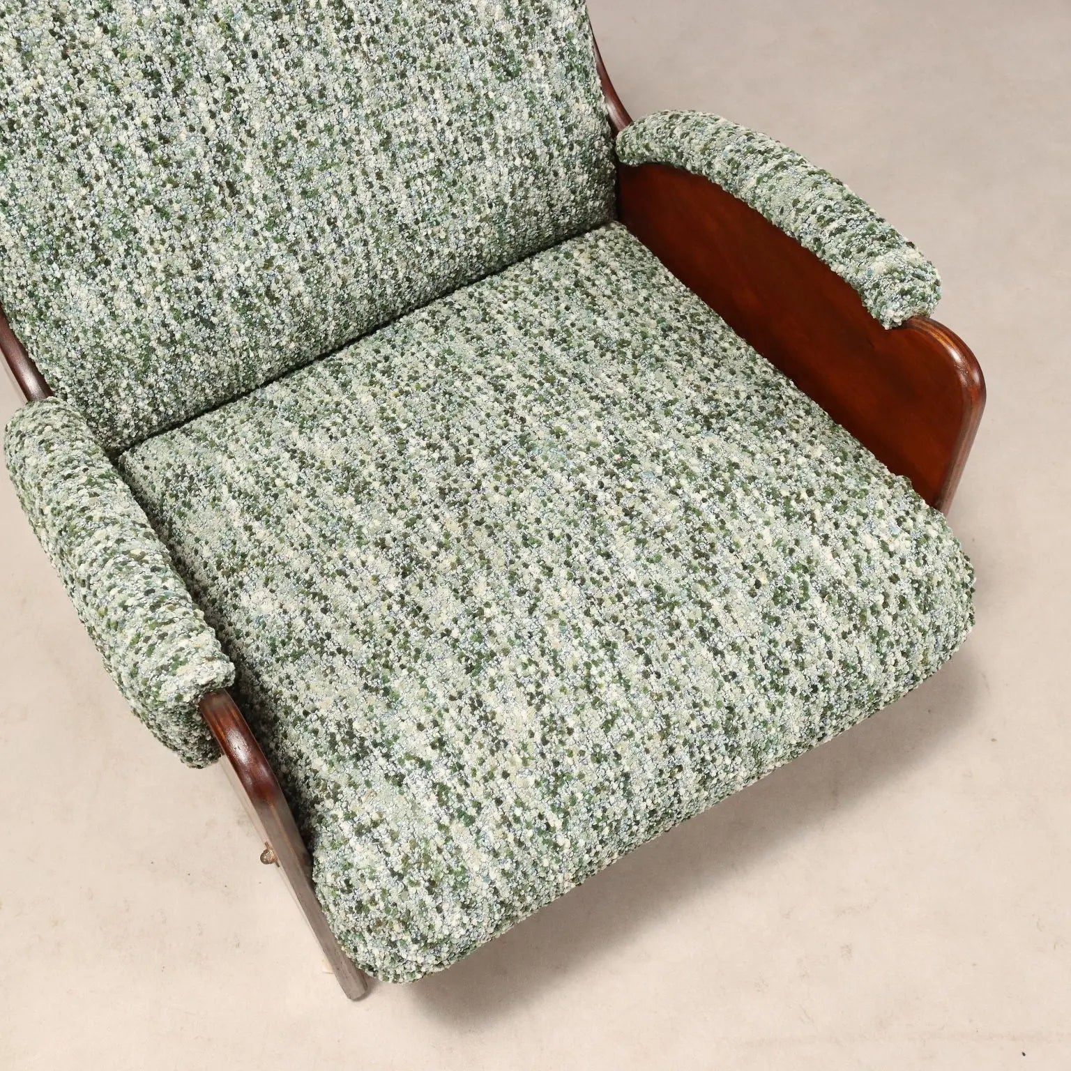 1960s Armchairs in Wood and Green Fabric