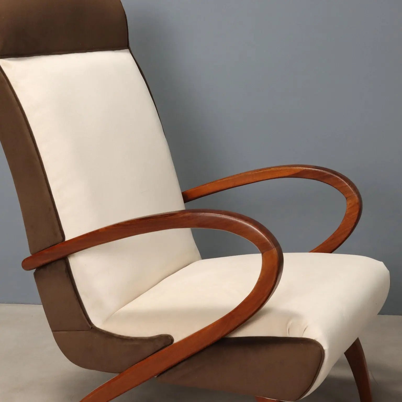 Vintage Armchairs Painted Beech Two-Tone Fabric Design 1950s - 1950s | Modernism | Armchairs