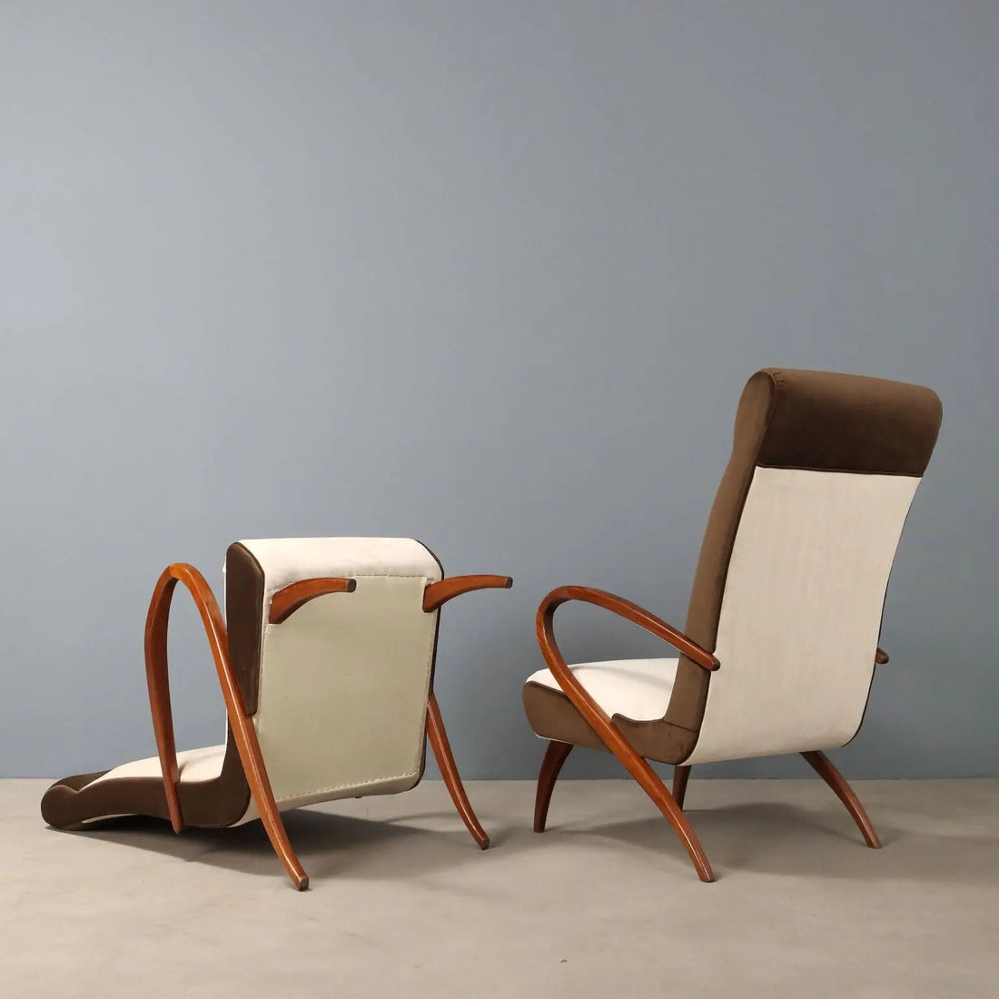 Vintage Armchairs Painted Beech Two-Tone Fabric Design 1950s - 1950s | Modernism | Armchairs