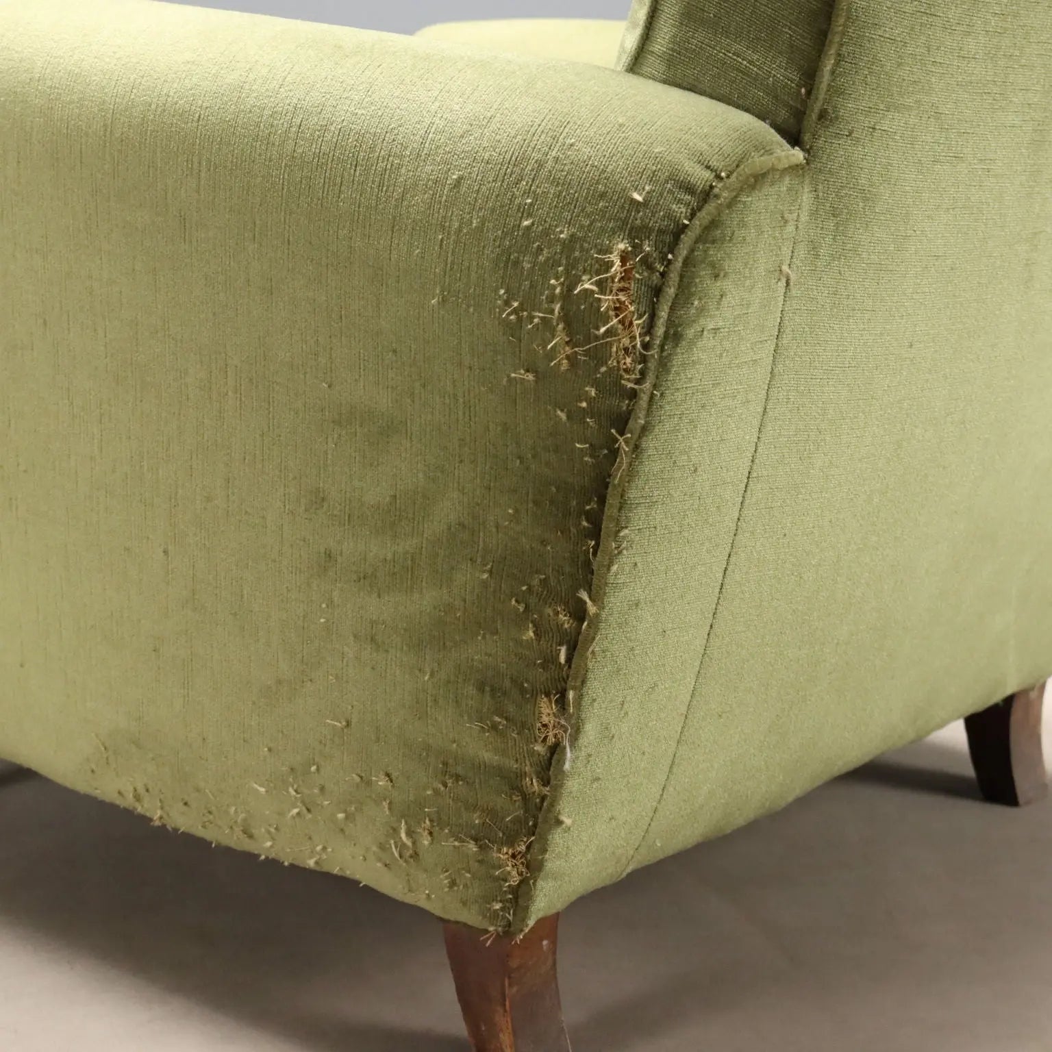 Vintage Armchairs Velvet Wood Design Italy 1940s-1950s