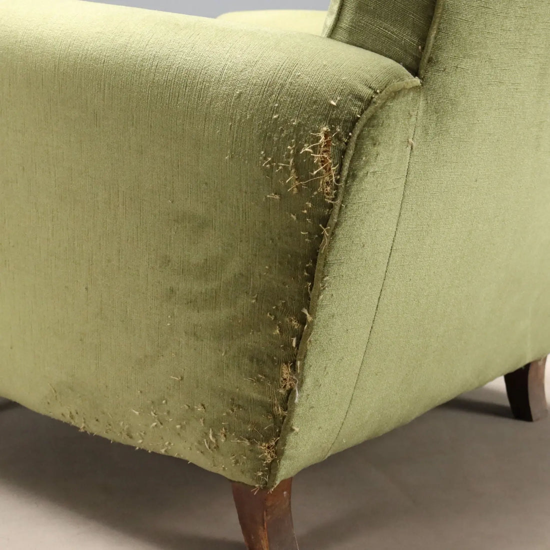 Vintage Armchairs Velvet Wood Design Italy 1940s-1950s