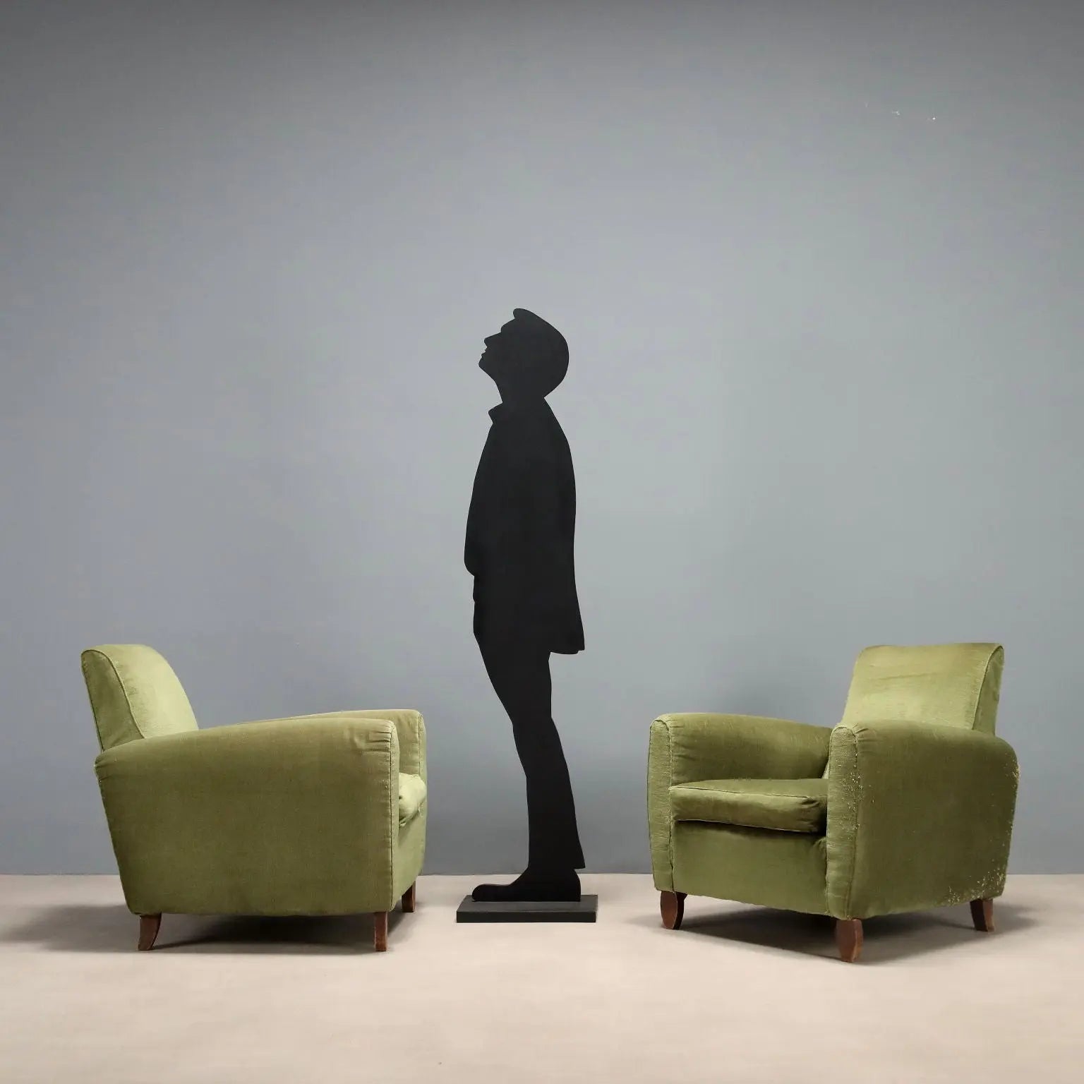Vintage Armchairs Velvet Wood Design Italy 1940s-1950s