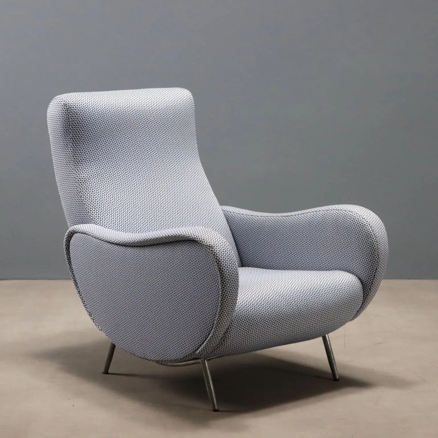 Vintage Armchair Foam Fabric Metal Design Italy 1960s