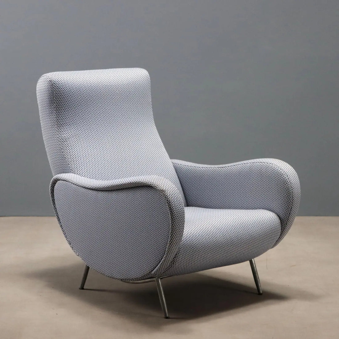 Vintage Armchair Foam Fabric Metal Design Italy 1960s
