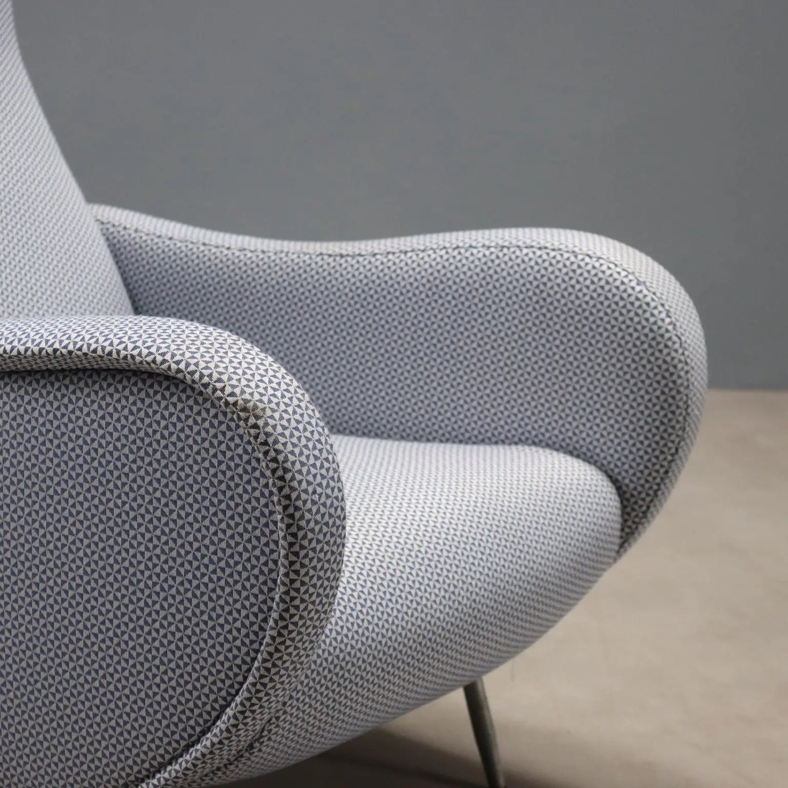 Vintage Armchair Foam Fabric Metal Design Italy 1960s