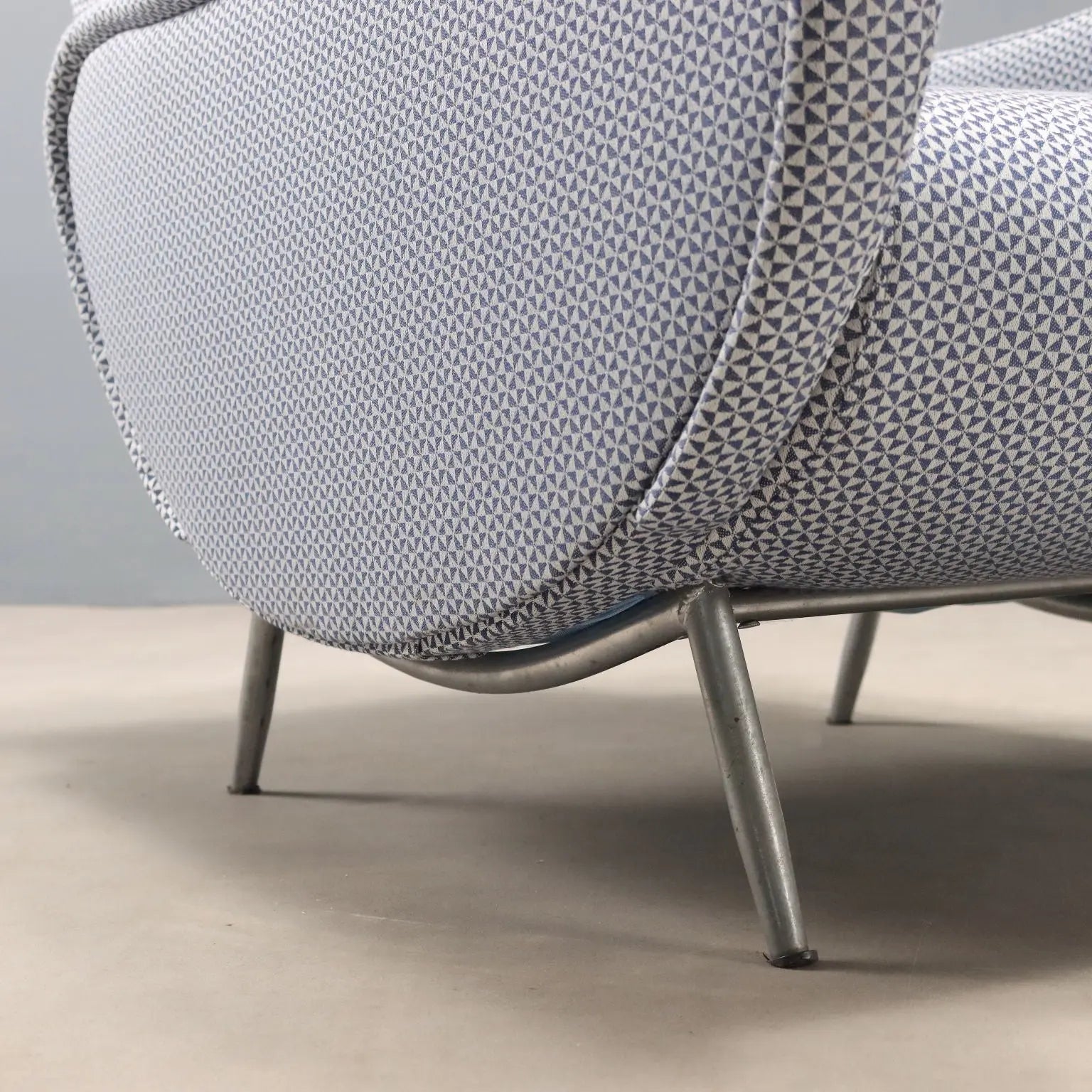 Vintage Armchair Foam Fabric Metal Design Italy 1960s