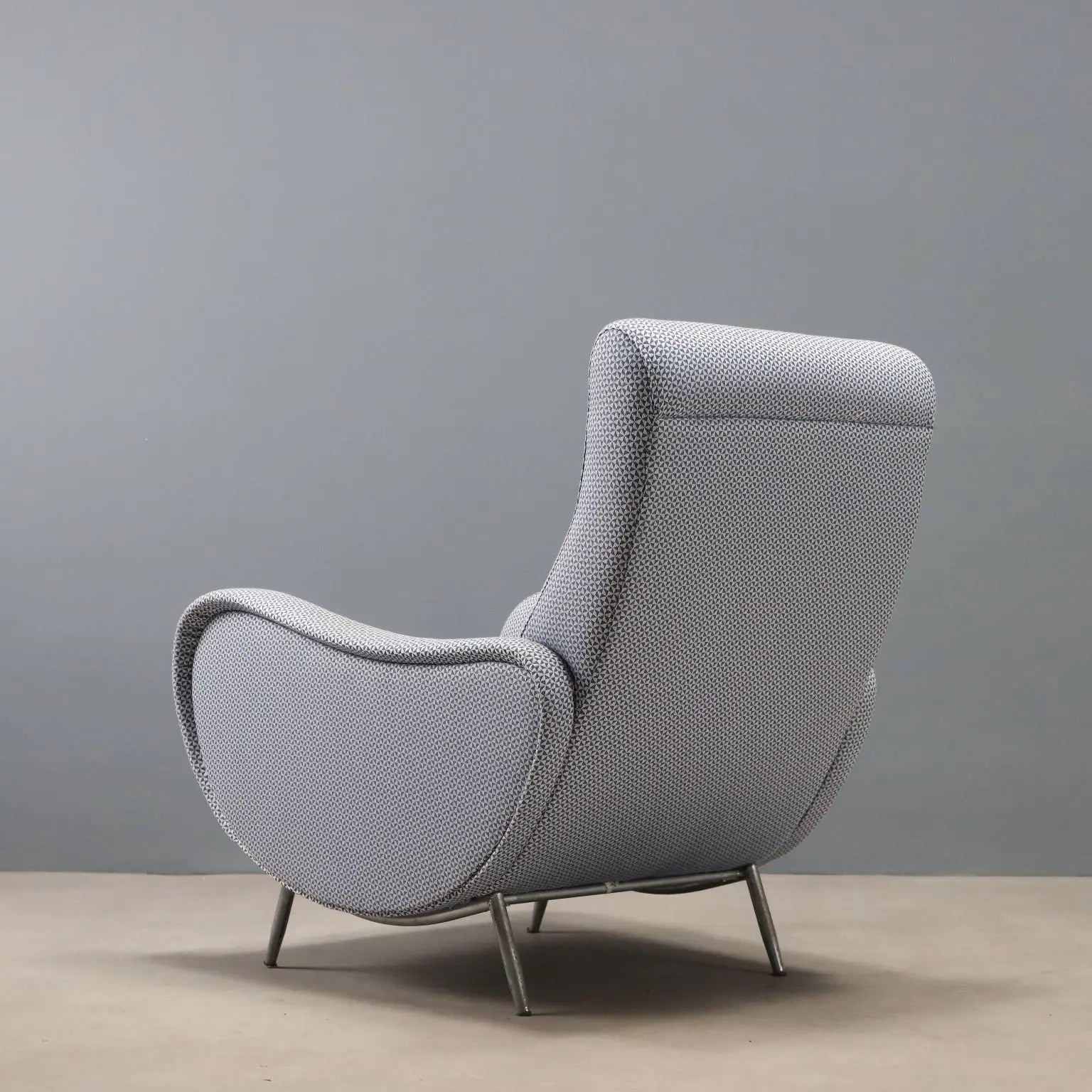 Vintage Armchair Foam Fabric Metal Design Italy 1960s