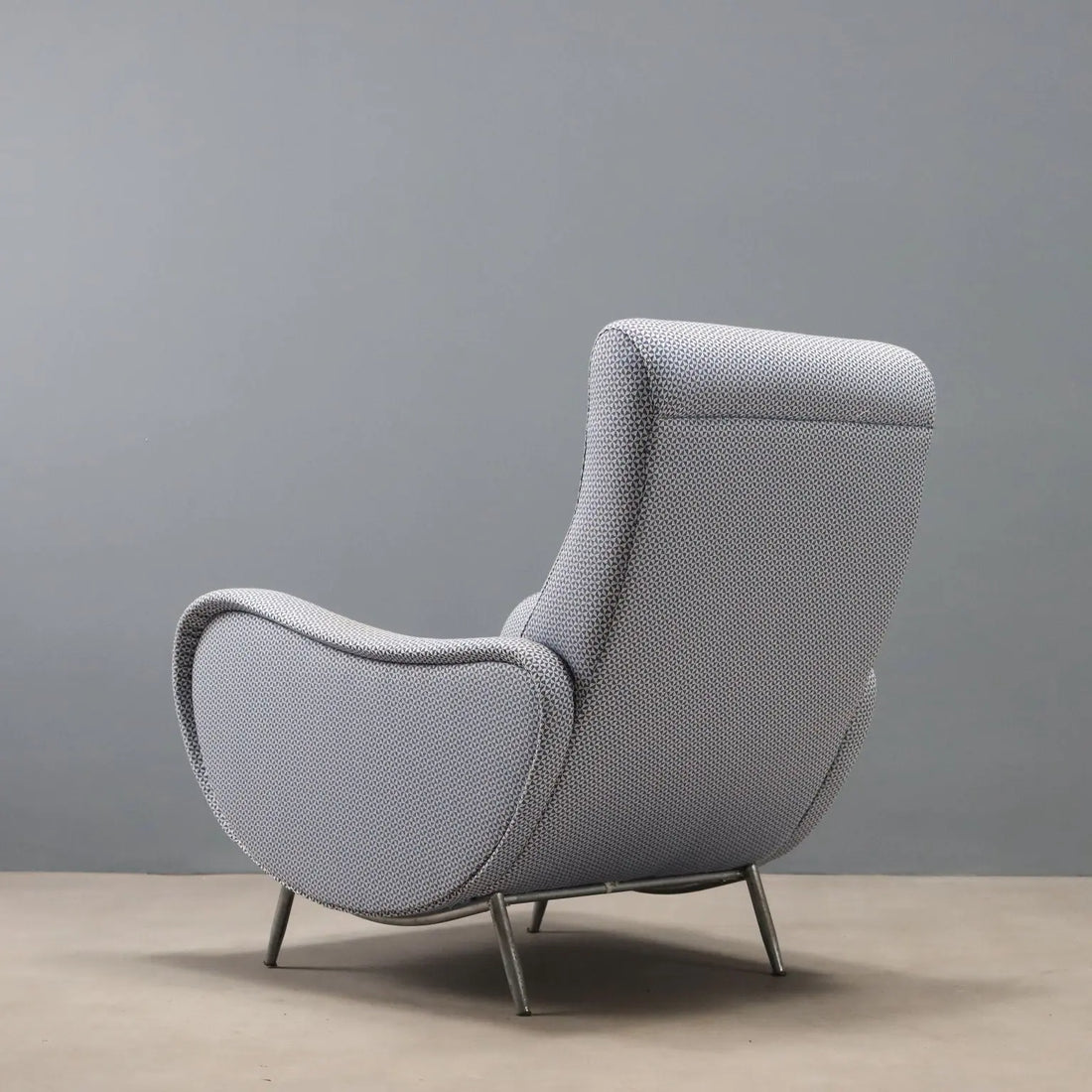 Vintage Armchair Foam Fabric Metal Design Italy 1960s