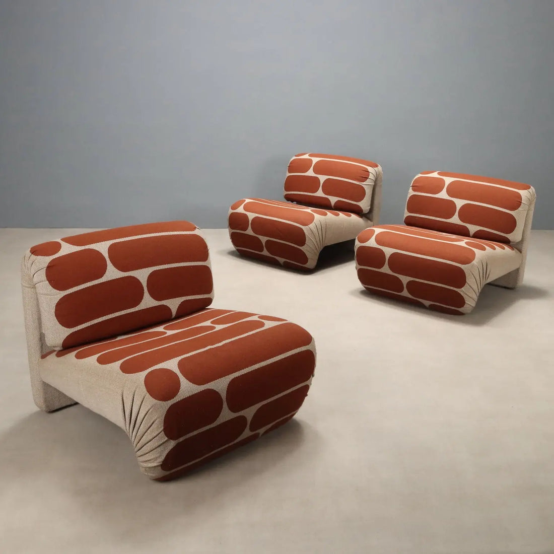 Vintage Armchairs Fabric Foam Design Italy 1970s