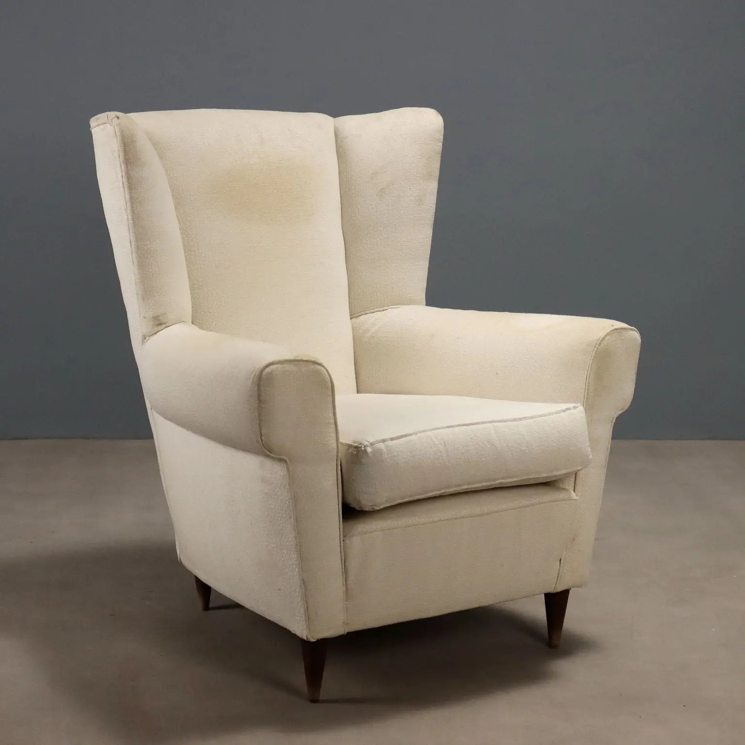 Vintage Bergère Armchair Beech Fabric Design 1950s