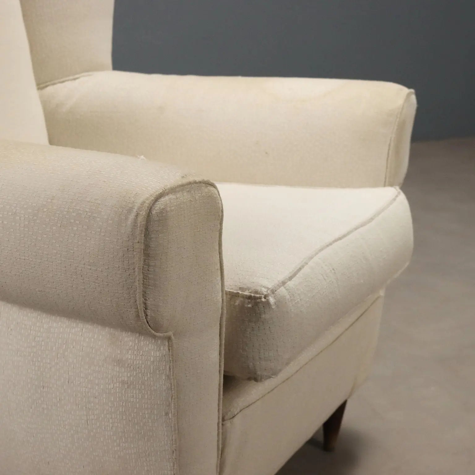 Vintage Bergère Armchair Beech Fabric Design 1950s