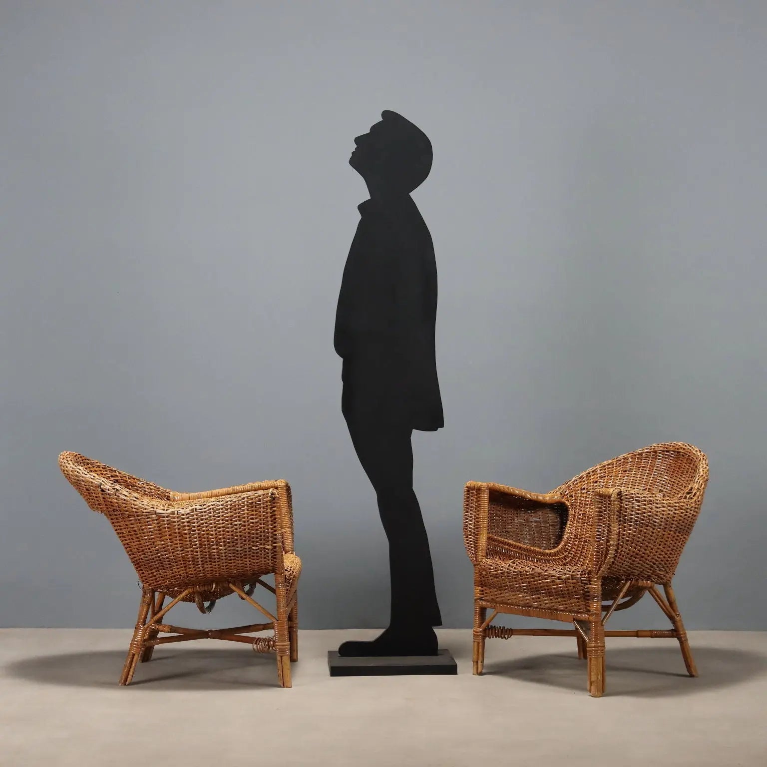 Vintage Armchairs Bamboo Wicker Design Italy 1950s-1960s