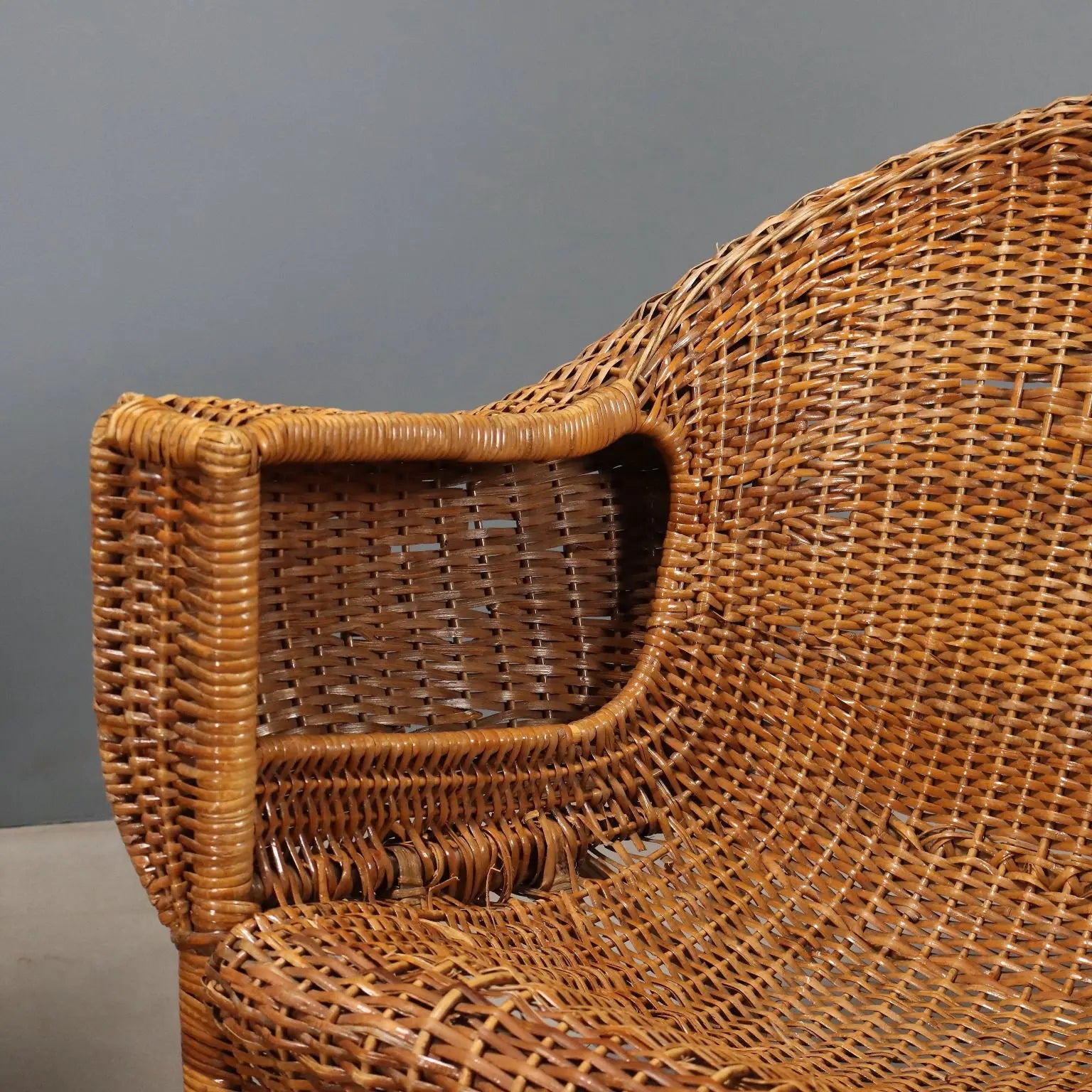 Vintage Armchairs Bamboo Wicker Design Italy 1950s-1960s
