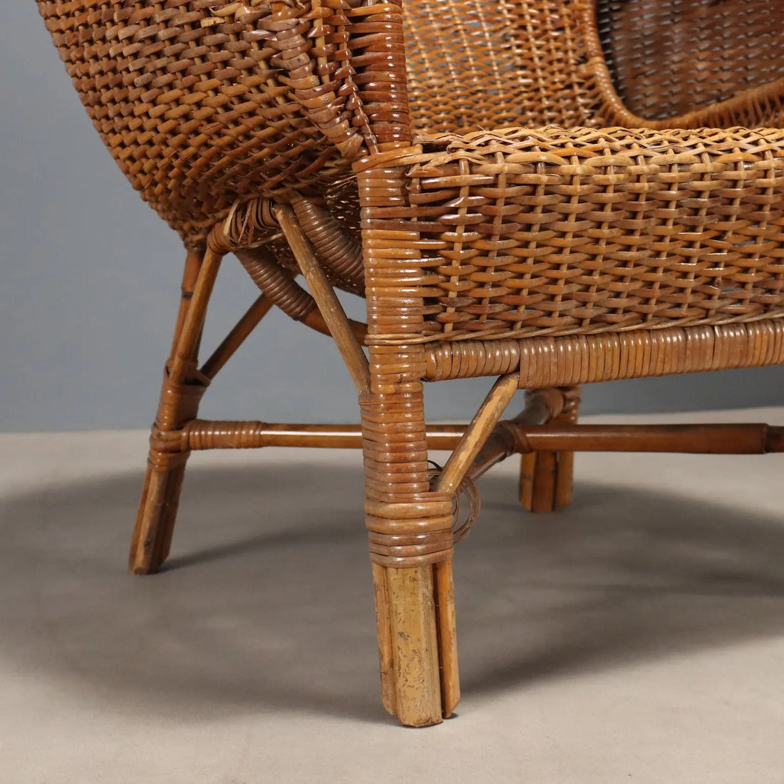 Vintage Armchairs Bamboo Wicker Design Italy 1950s-1960s