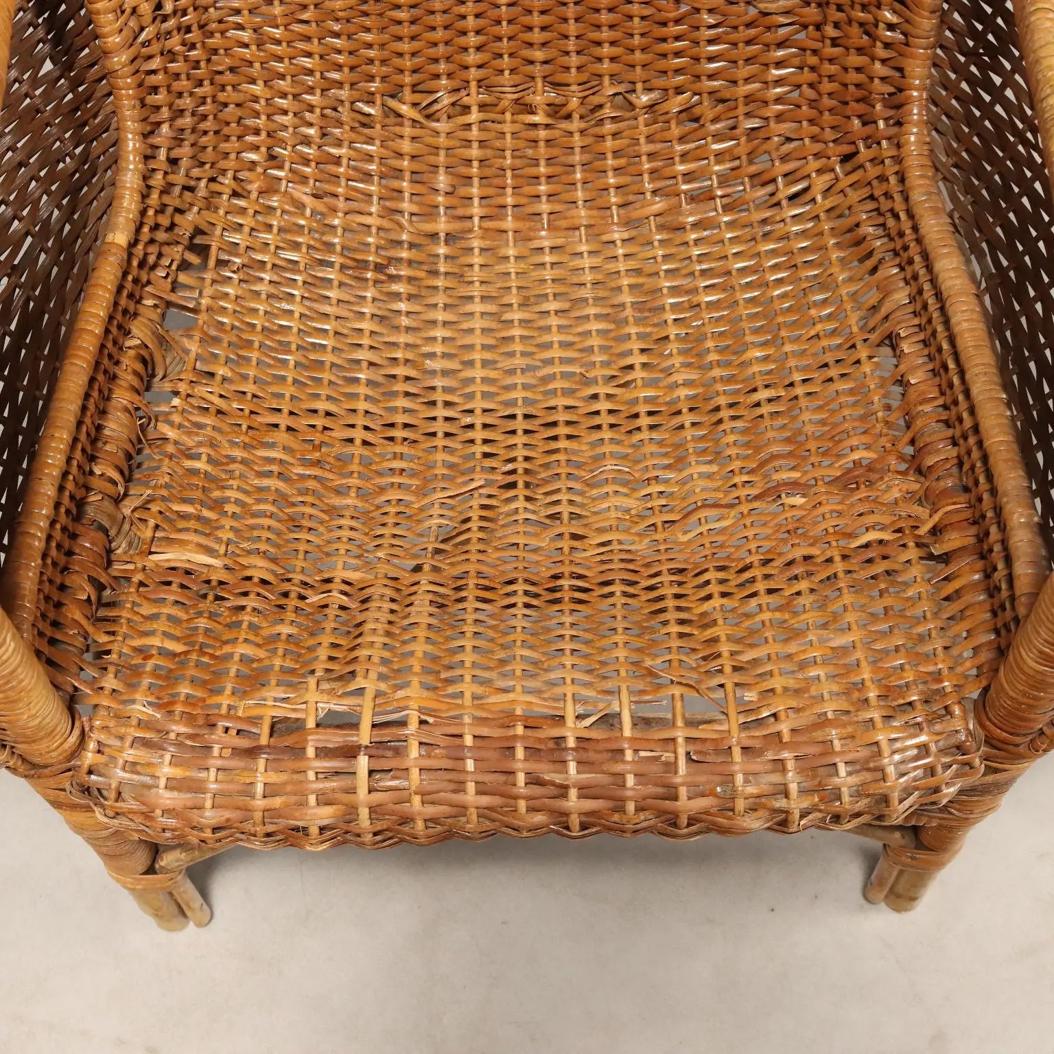 Vintage Armchairs Bamboo Wicker Design Italy 1950s-1960s