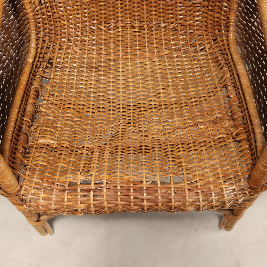 Vintage Armchairs Bamboo Wicker Design Italy 1950s-1960s