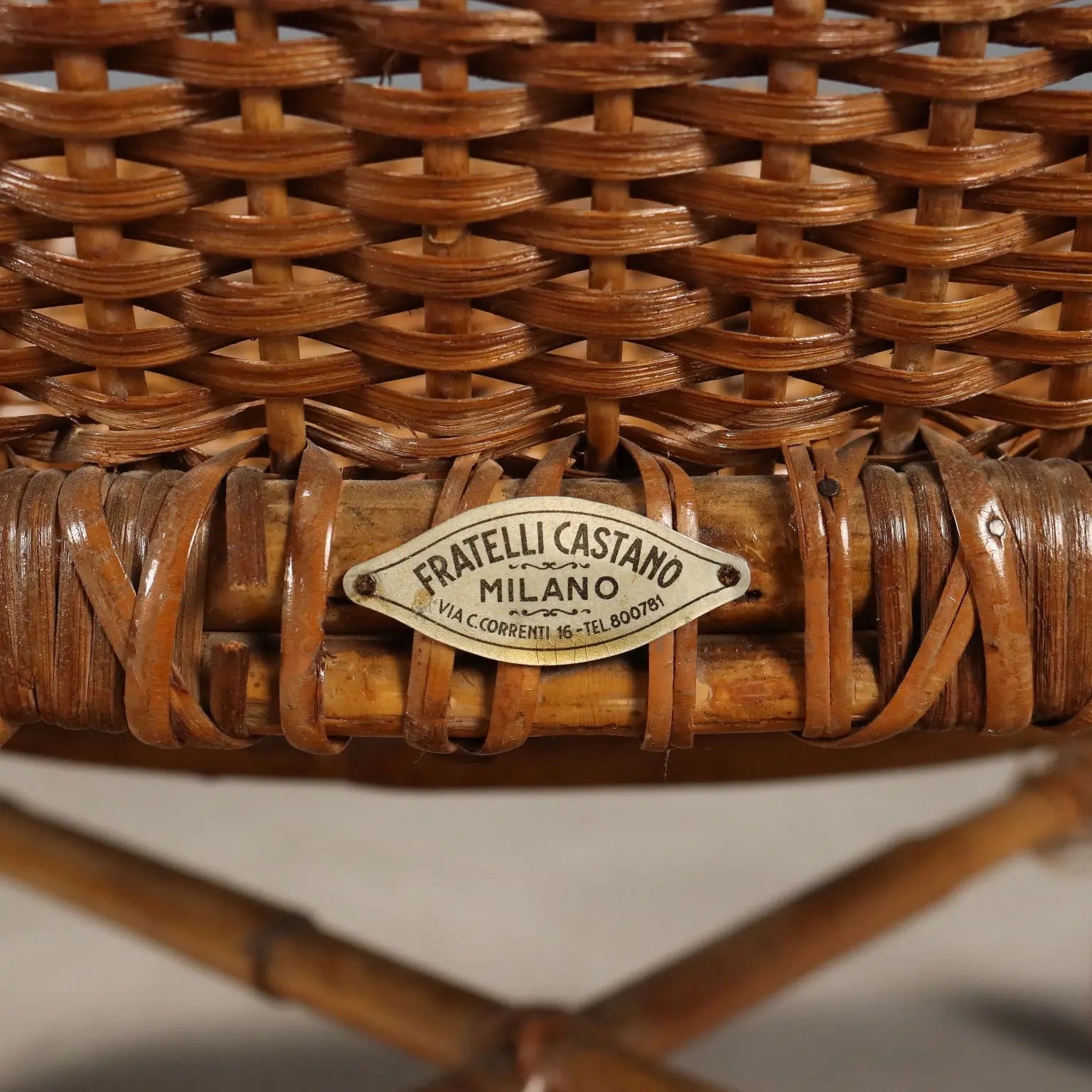 Vintage Armchairs Bamboo Wicker Design Italy 1950s-1960s