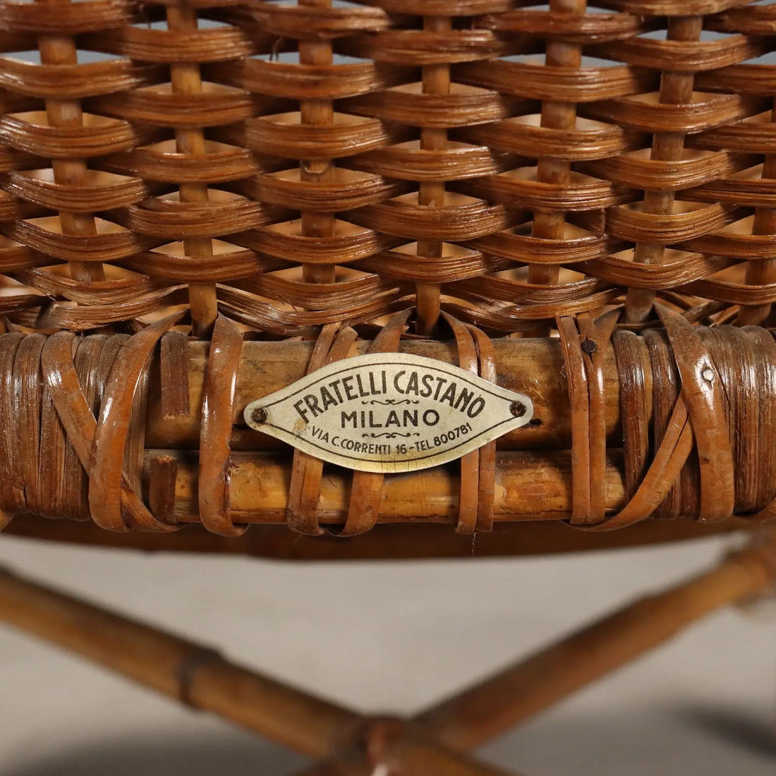 Vintage Armchairs Bamboo Wicker Design Italy 1950s-1960s