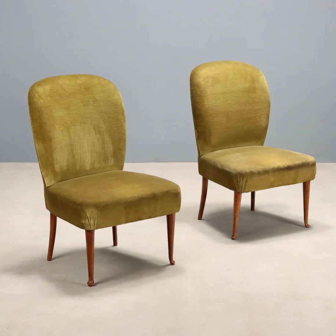 Vintage Armchairs Velvet Painted Beech Design 1950s-1960s