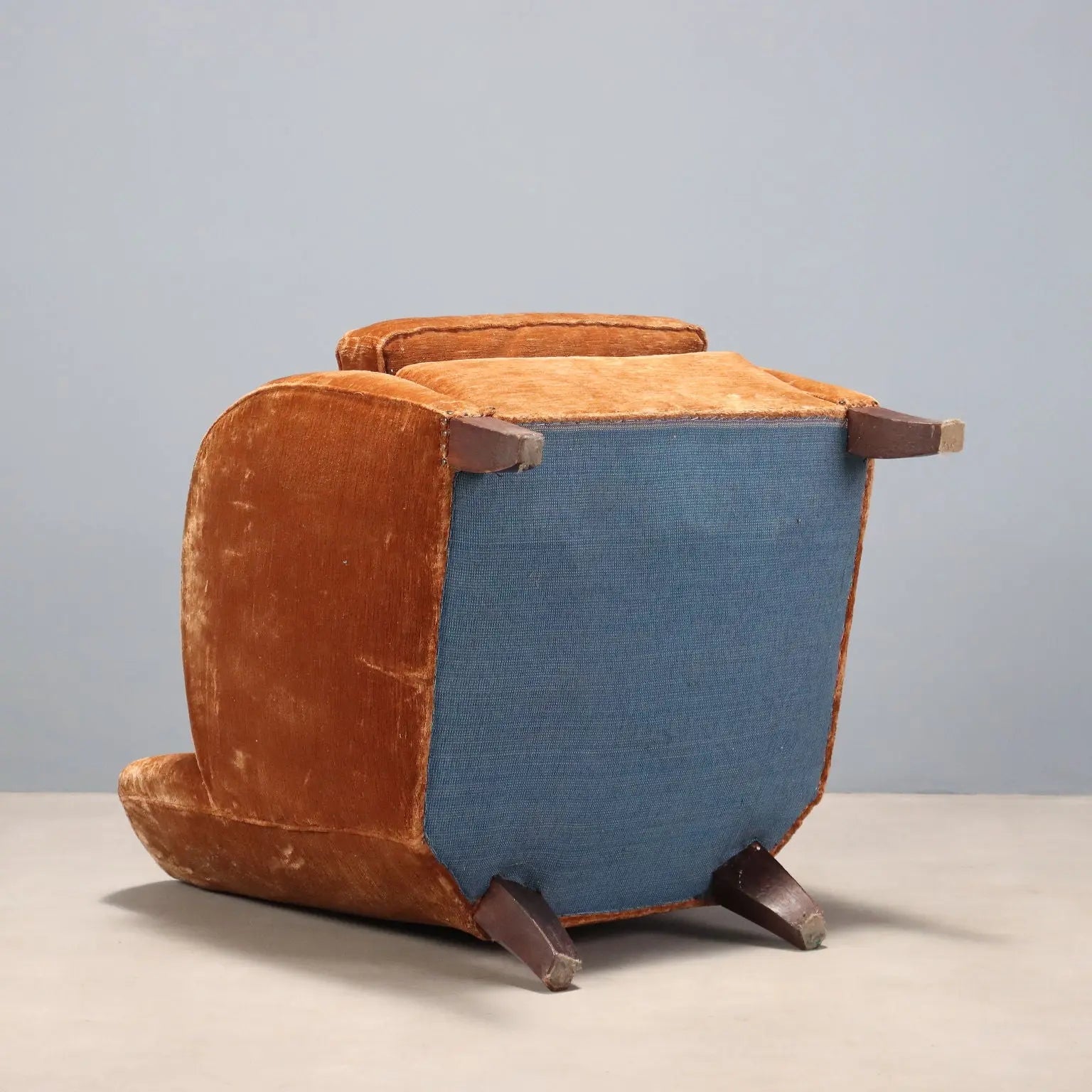 Vintage Armchair Velvet Design Italy 1940s-1950s