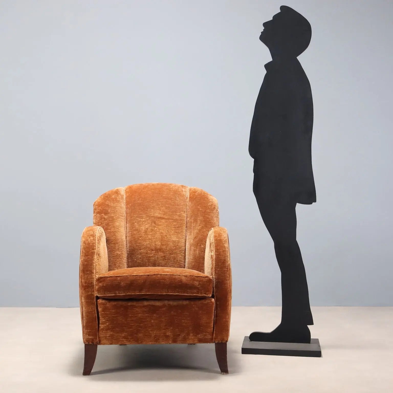 Vintage Armchair Velvet Design Italy 1940s-1950s