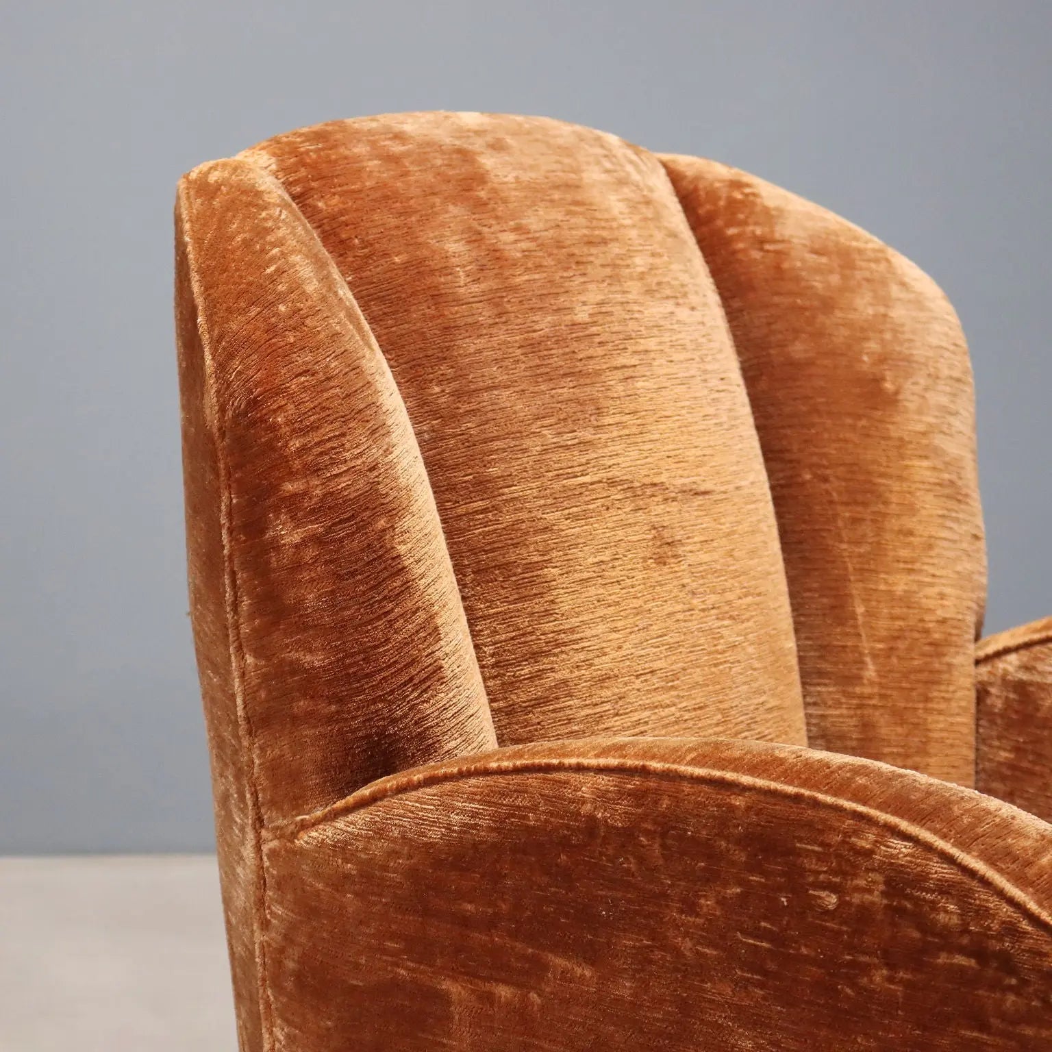 Vintage Armchair Velvet Design Italy 1940s-1950s