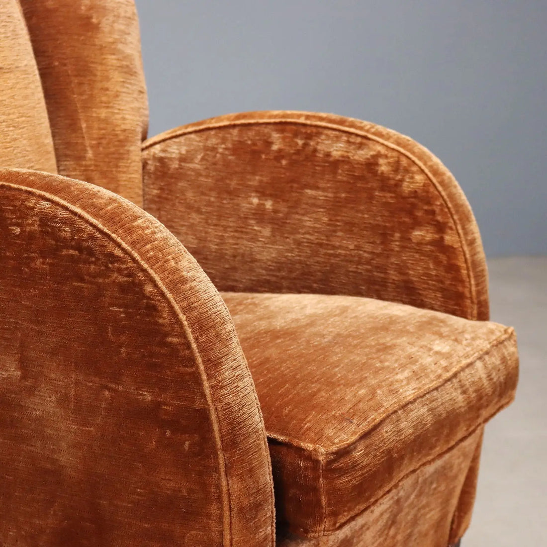 Vintage Armchair Velvet Design Italy 1940s-1950s