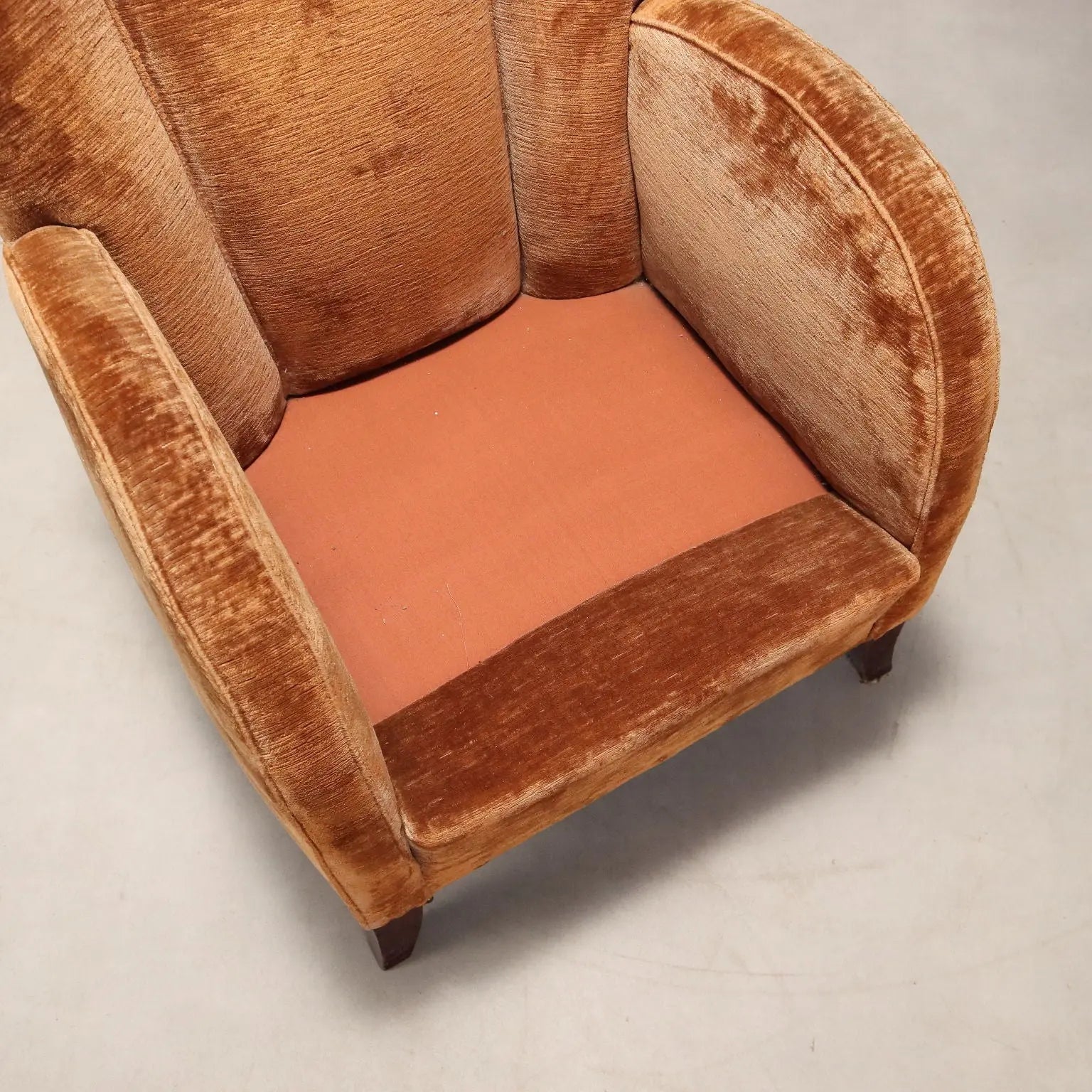 Vintage Armchair Velvet Design Italy 1940s-1950s