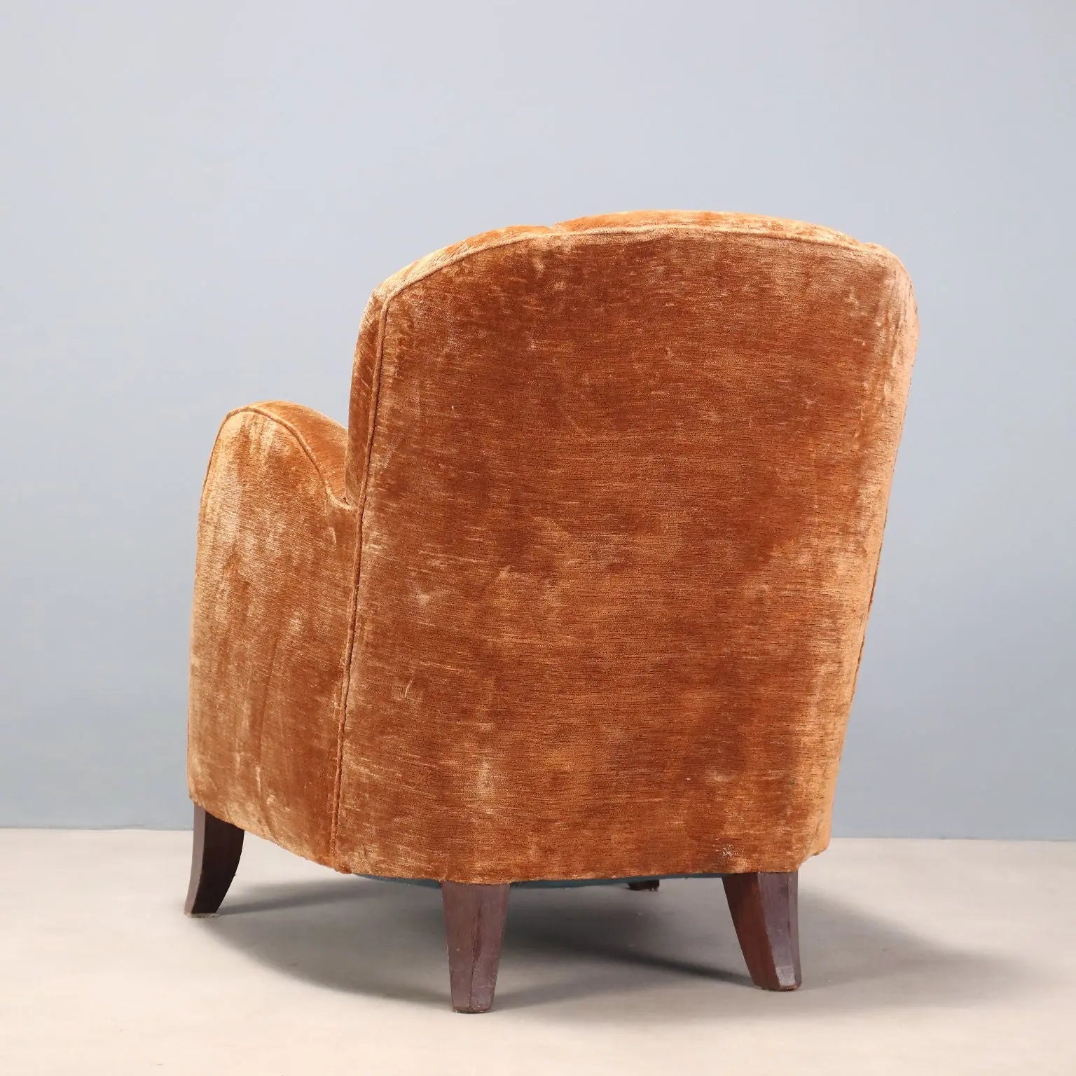 Vintage Armchair Velvet Design Italy 1940s-1950s