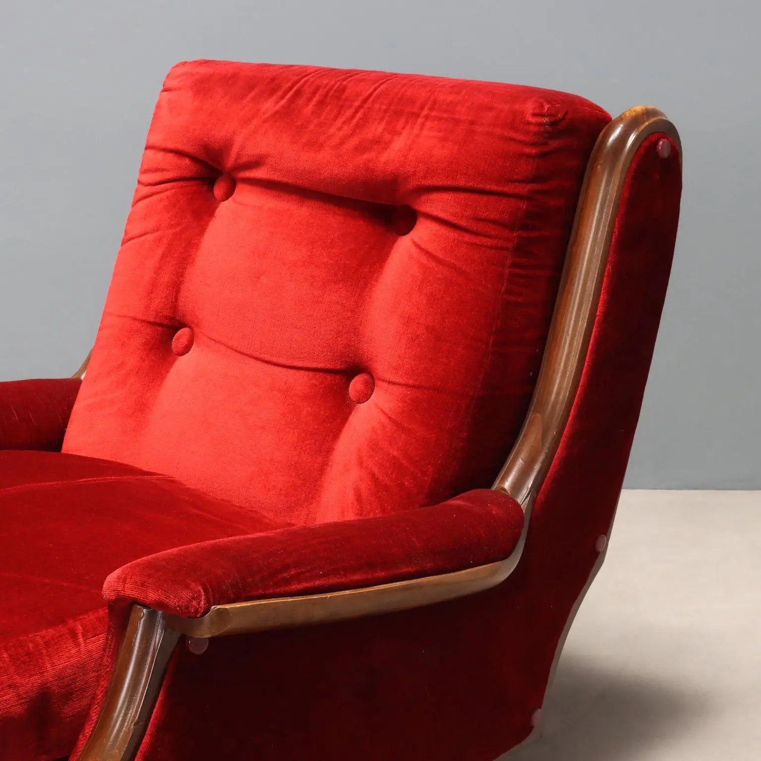 Vintage Armchairs Painted Beech Fabric Design Italy 1970s