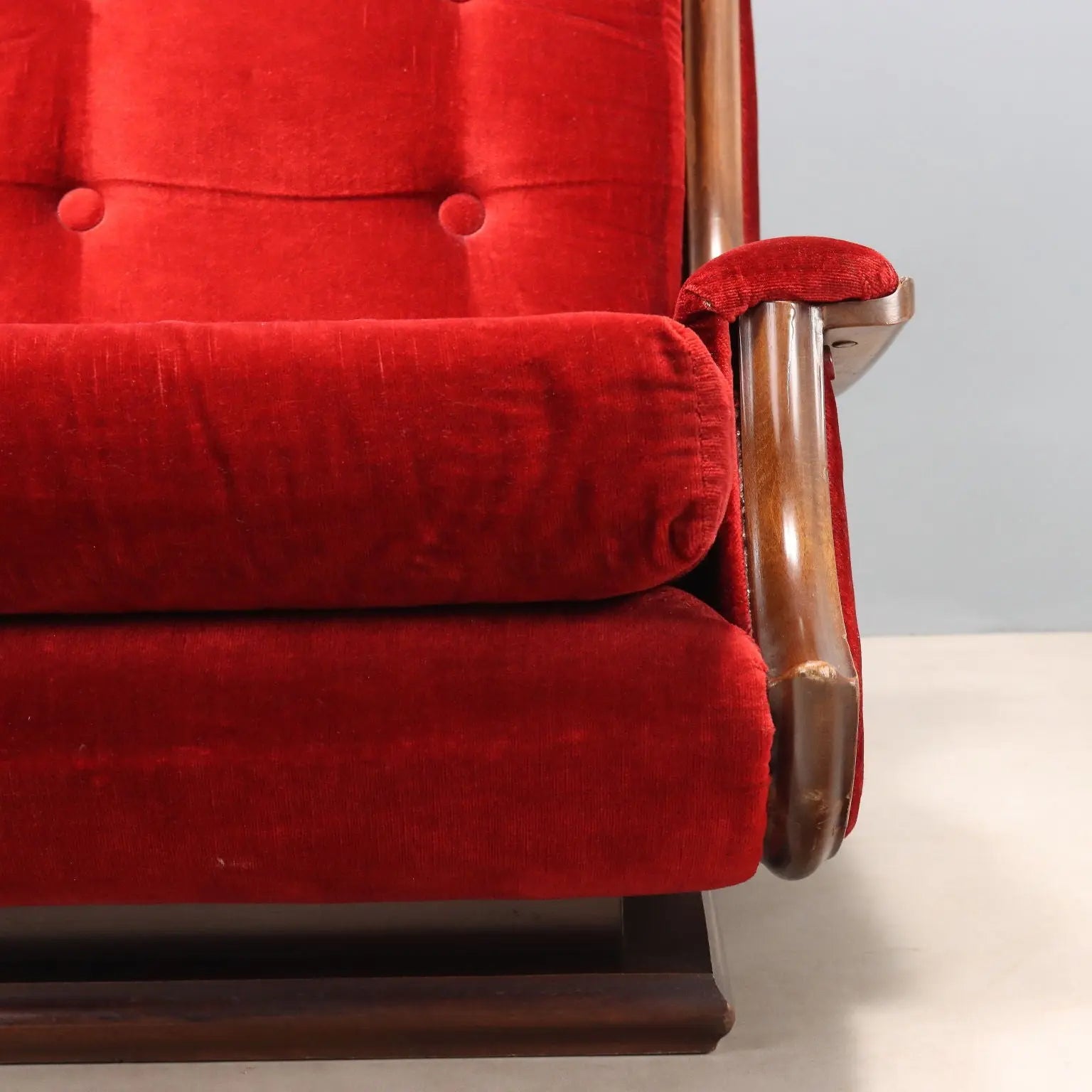 Vintage Armchairs Painted Beech Fabric Design Italy 1970s
