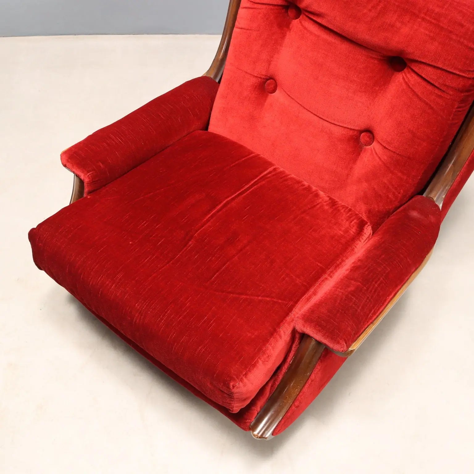 Vintage Armchairs Painted Beech Fabric Design Italy 1970s