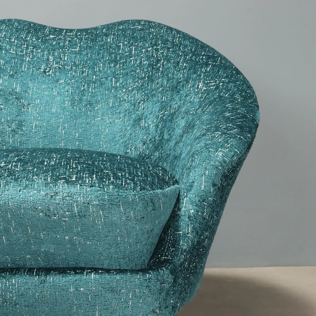 Vintage Armchairs Blue Fabric Beech Design Italy 1950s