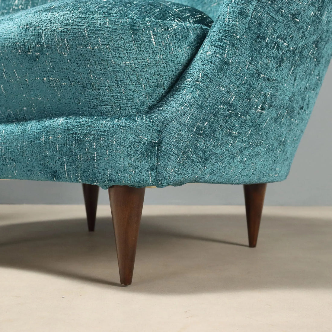 Vintage Armchairs Blue Fabric Beech Design Italy 1950s