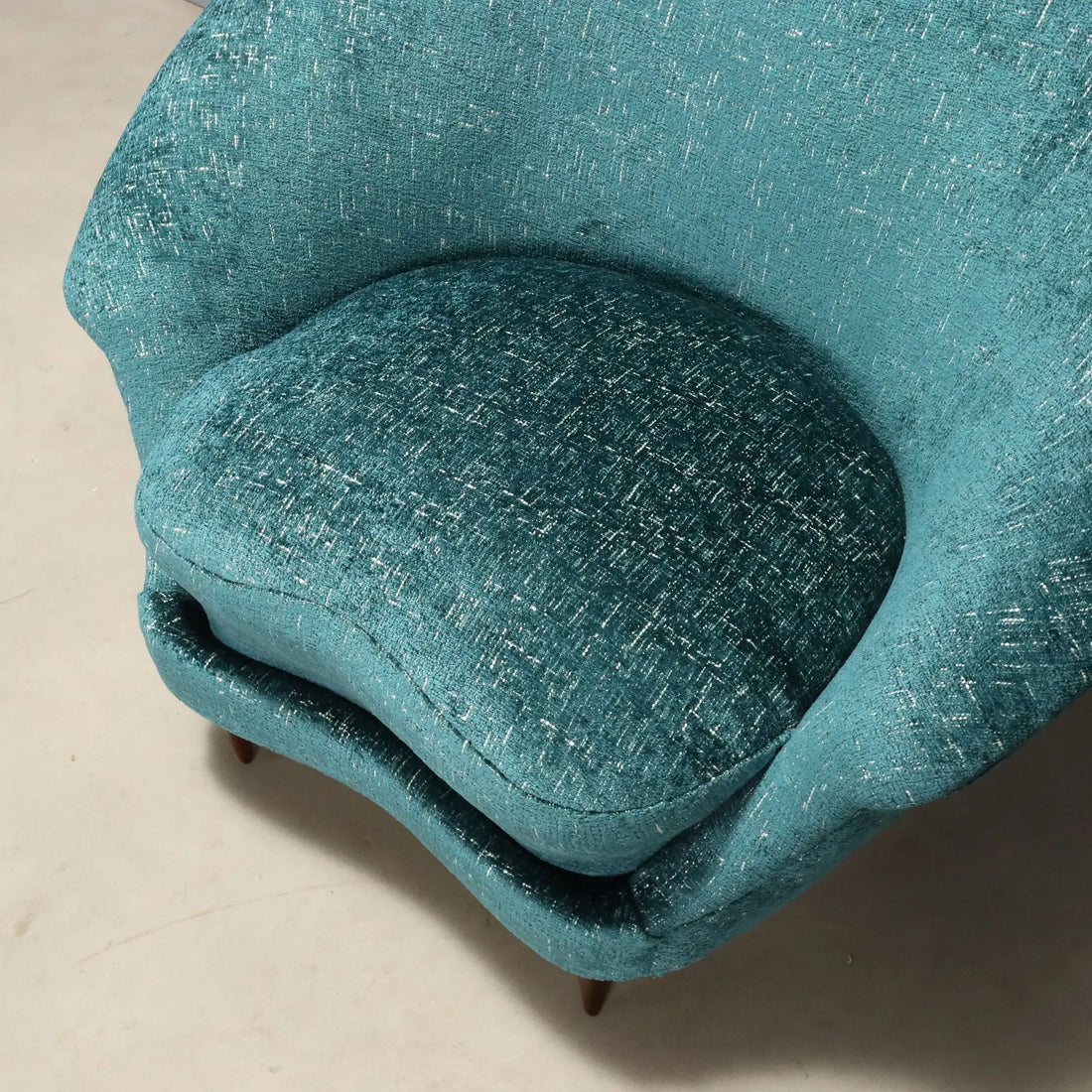 Vintage Armchairs Blue Fabric Beech Design Italy 1950s