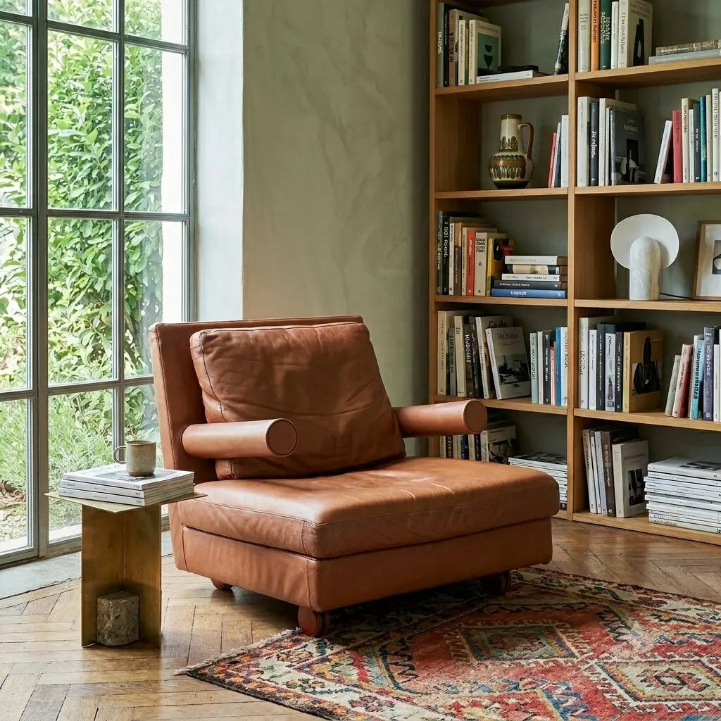 B&B Baisity Armchair Vintage Design Antonio Citterio Leather 1980s