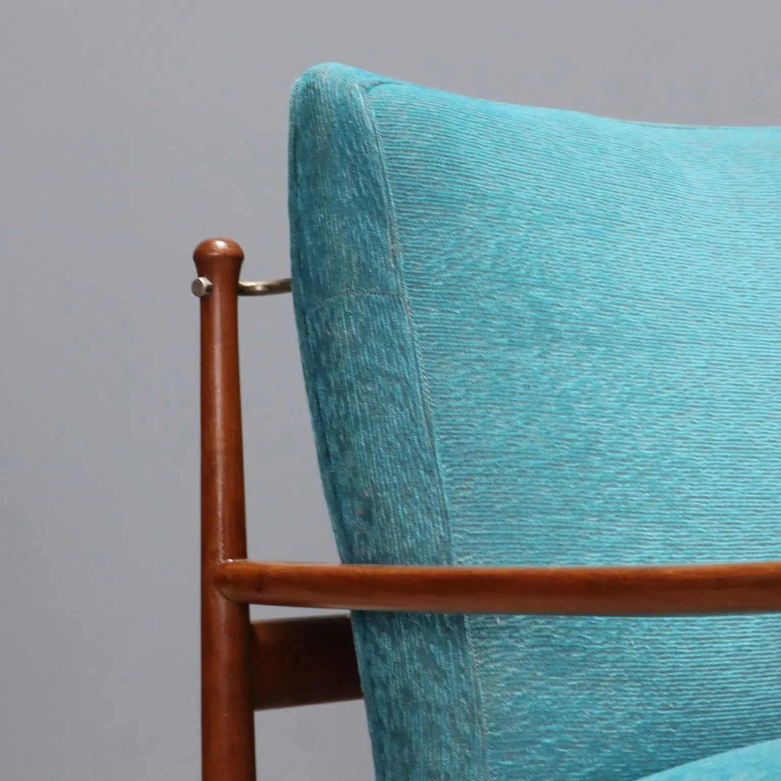 Vintage Armchair Teak Fabric Padding Design Italy 1960s