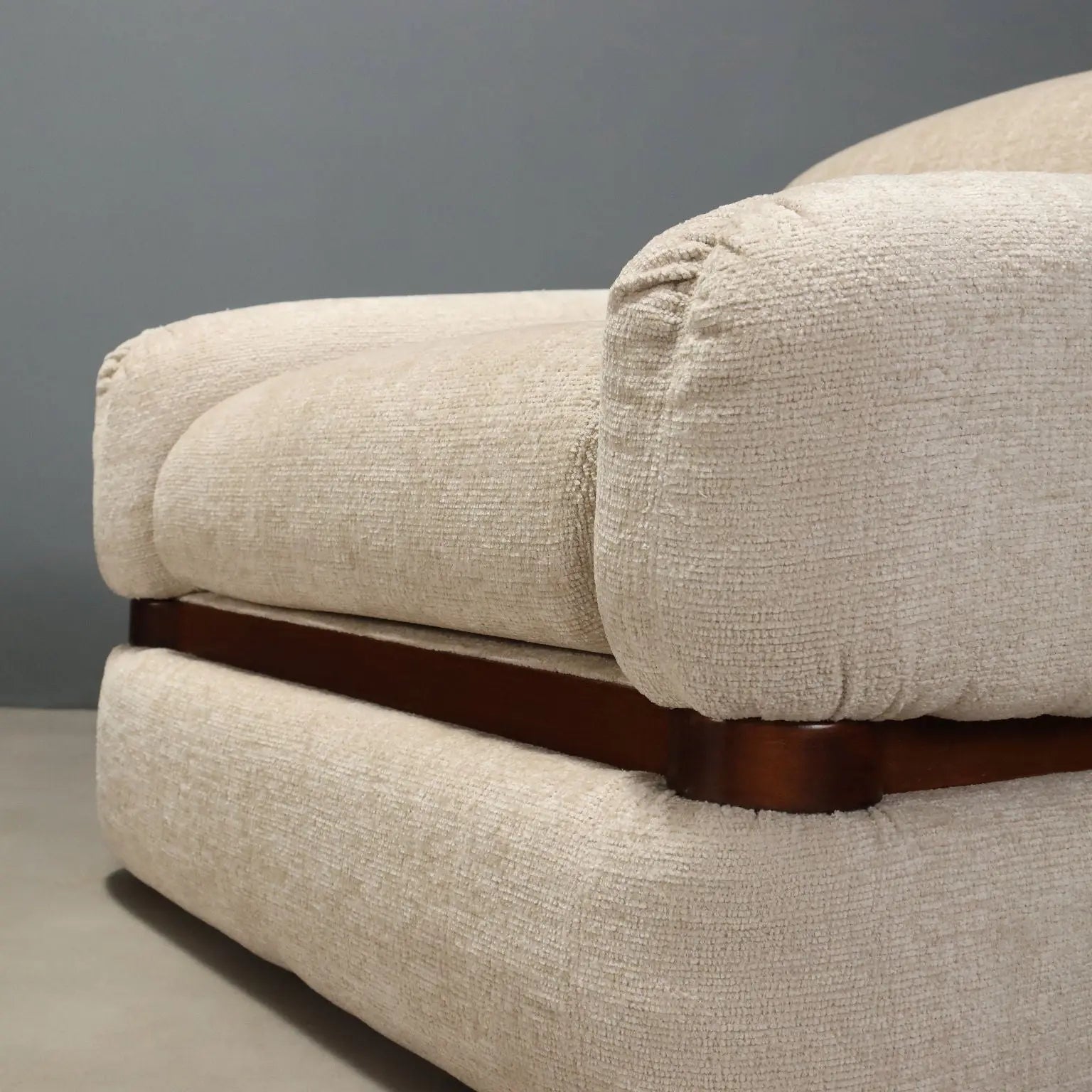 Vintage Armchairs Fabric Walnut Design Italy 1970s