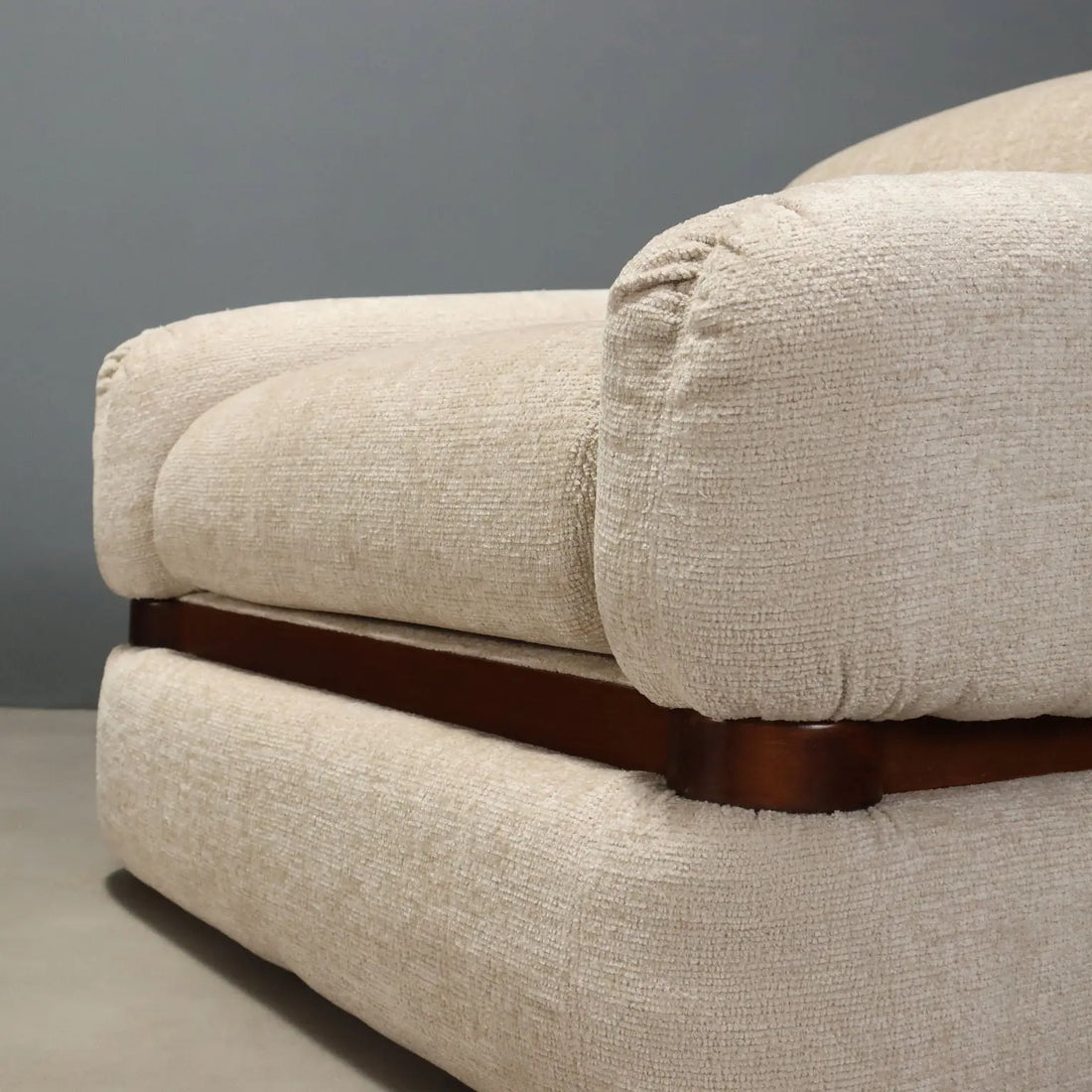 Vintage Armchairs Fabric Walnut Design Italy 1970s